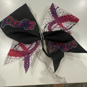 Cheer Bow-black and Red Cheer Bow with Rhinestones and “pretty flyer” imprint